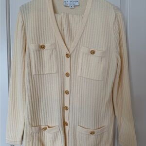 St. John Cream Ribbed Women's Sweater and skirt (set)